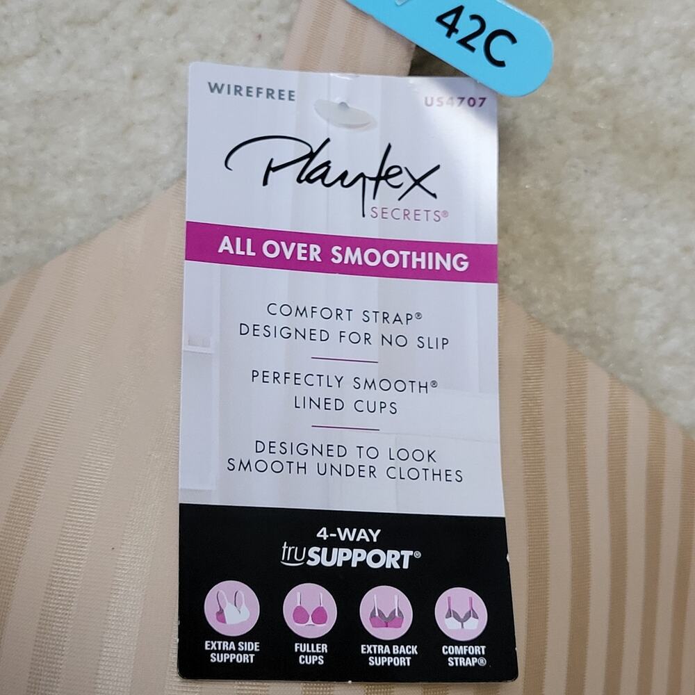NWT Playtex Secrets 42C All Over Smoothing 4-Way Support Non Slip Comfort Strap - Picture 10 of 11